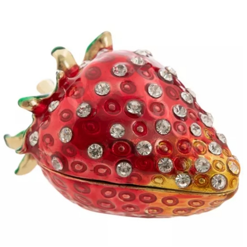 Strawberry Rhinestone Jewelry Trinket Box - Picture 4 of 4